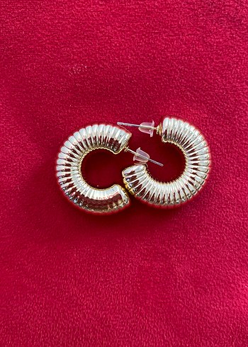 Gold Pliseli Mini Halka Küpe