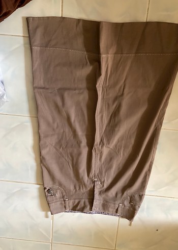 Bej Keten Kemerli Rahat Kesim Kadın etek