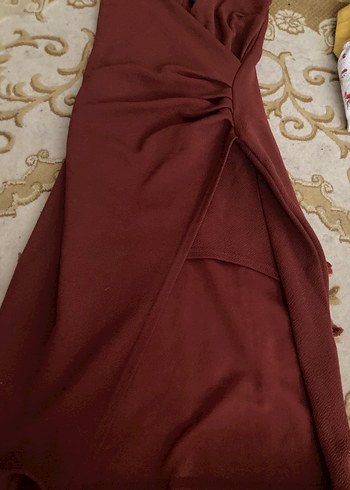 Bordo Kadın Midi Elbise - Görsel 5