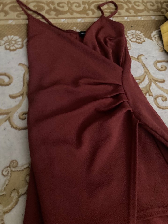 Bordo Kadın Midi Elbise - Görsel 4