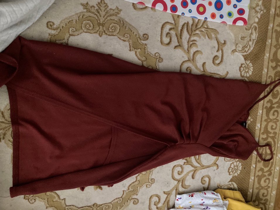 Bordo Kadın Midi Elbise - Görsel 2