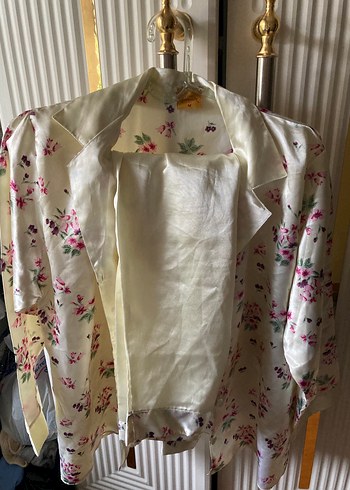 Doremi Çiçek Desenli Vintage Uzun Kollu Bohem Kadın Pijama Üstü