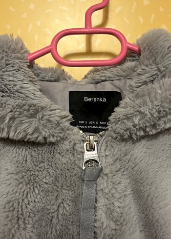 Gri Kapüşonlu Peluş Kadın Ceket - Görsel 3