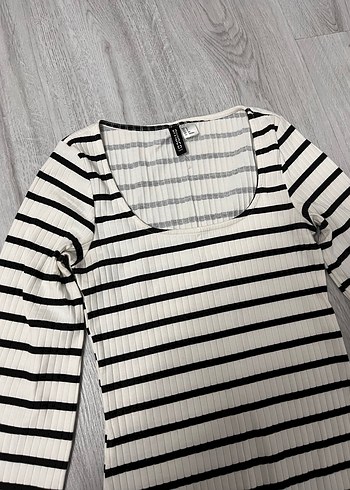 Çizgili Uzun Kollu Midi Kadın Elbise - Görsel 4