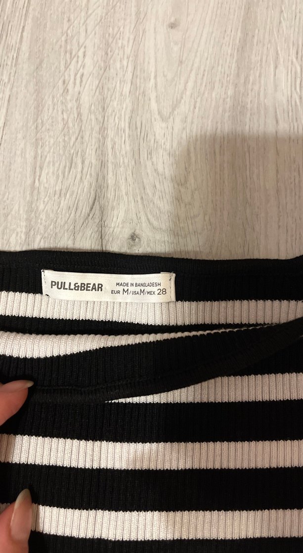 Çizgili Siyah Kadın Triko Bluz - Görsel 3