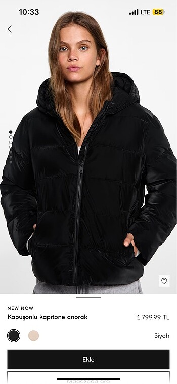 Mango kapüşonlu kapitone anorak