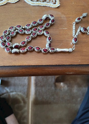 Beden bordo Renk Bordo gümüş kaplama Erkek Tesbihi