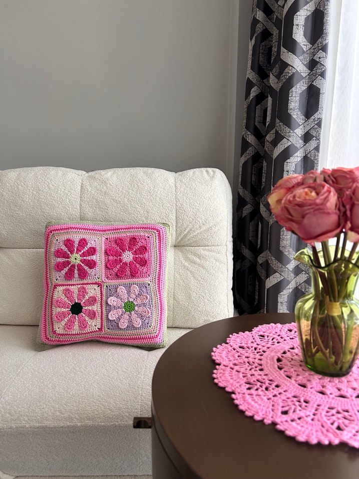 Bohem Çiçek Desenli Kırlent Kılıfı - Görsel 5