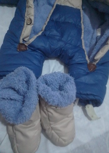 Mavi Gri Kürklü Bebek Tulumu - Görsel 9