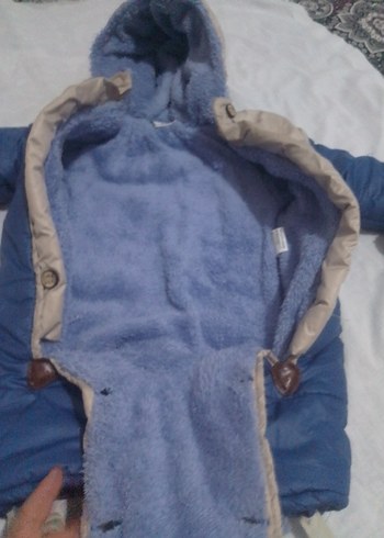 Mavi Gri Kürklü Bebek Tulumu - Görsel 8