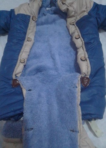 Mavi Gri Kürklü Bebek Tulumu - Görsel 6