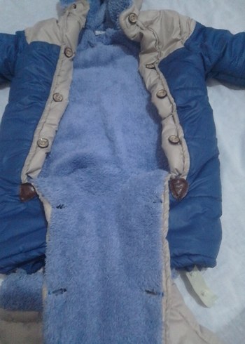 Mavi Gri Kürklü Bebek Tulumu - Görsel 5