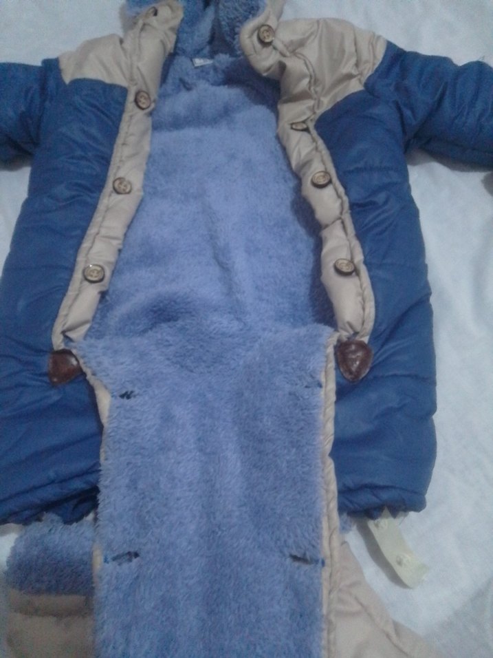 Mavi Gri Kürklü Bebek Tulumu - Görsel 5