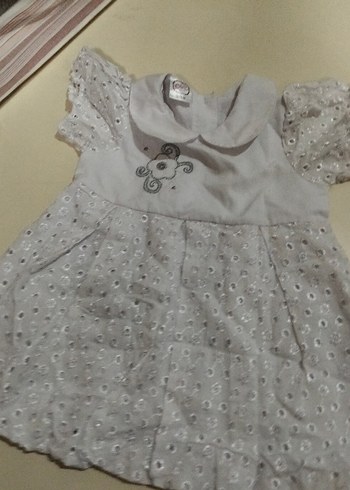 Kız Çocuk Beyaz Nakışlı Keten Elbise - Görsel 2