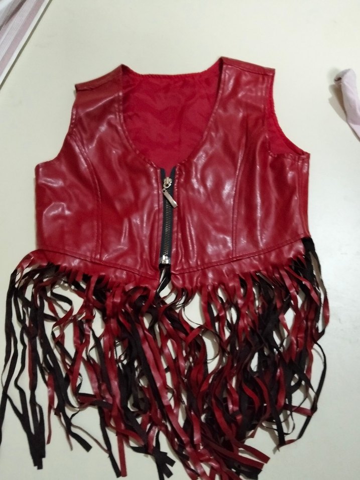 Püsküllü Kırmızı Deri kız çoçuk - Görsel 4