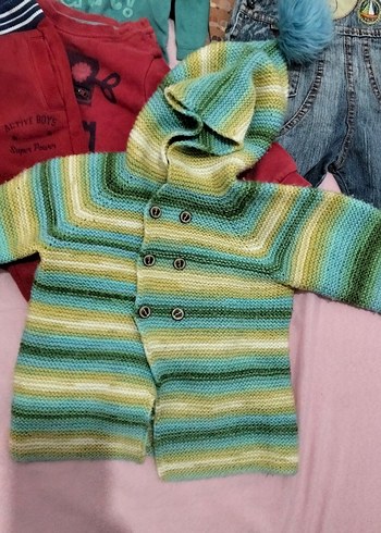 Çok Renkli Erkek Çocuk Örgü Hırka - Görsel 3