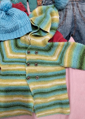 Çok Renkli Erkek Çocuk Örgü Hırka - Görsel 14