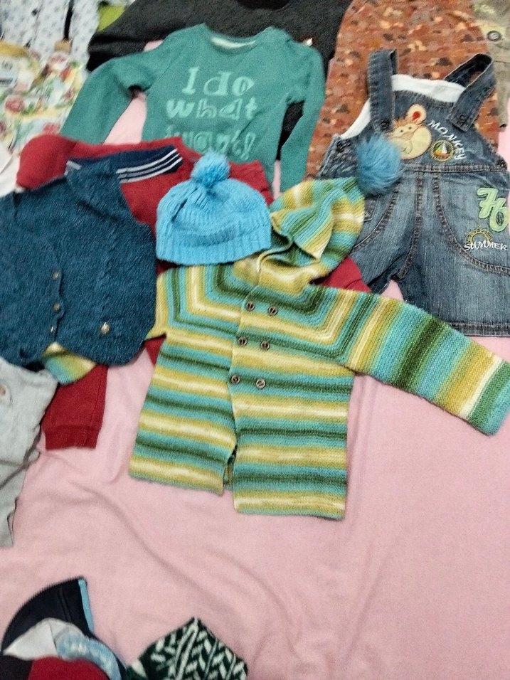 Çok Renkli Erkek Çocuk Örgü Hırka - Görsel 5