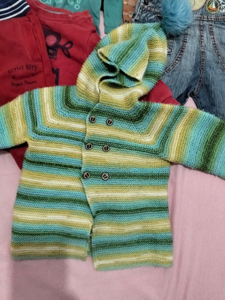 Çok Renkli Erkek Çocuk Örgü Hırka - Görsel 3