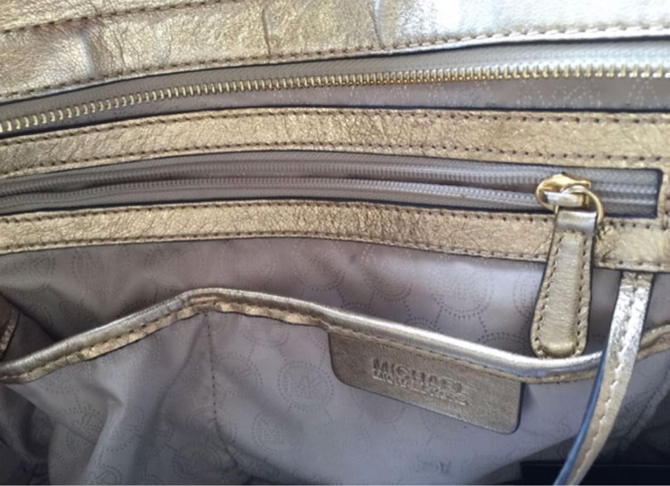 Orijinal Altın rengi Michael Kors Deri Çanta - Görsel 5