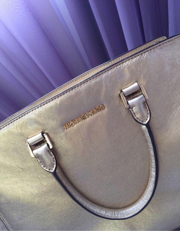 Orijinal Altın rengi Michael Kors Deri Çanta - Görsel 2