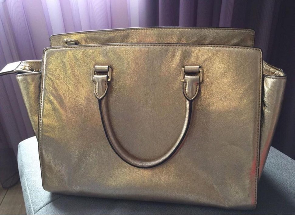 Orijinal Altın rengi Michael Kors Deri Çanta - Görsel 3