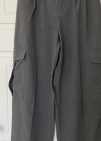 Kargo Cepli, Krep Kumaş Gri Pantolon - Görsel 5