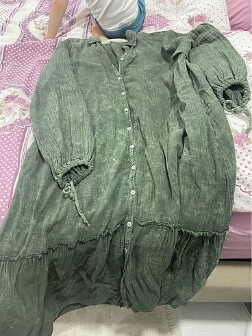 Yıkama müslin elbise - Görsel 5