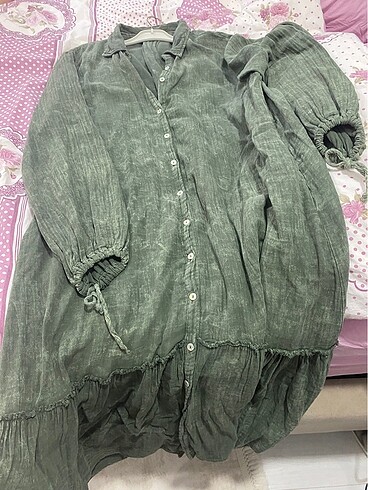 Yıkama müslin elbise - Görsel 6