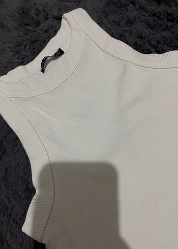 Beyaz Yüksek Yakalı Pamuklu Kadın Atlet - Görsel 2