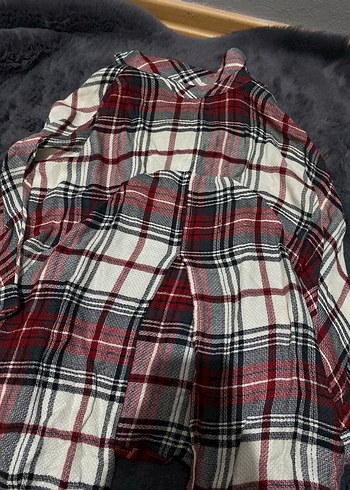 Bordo Gri Kareli Kadın Gömlek - Görsel 2