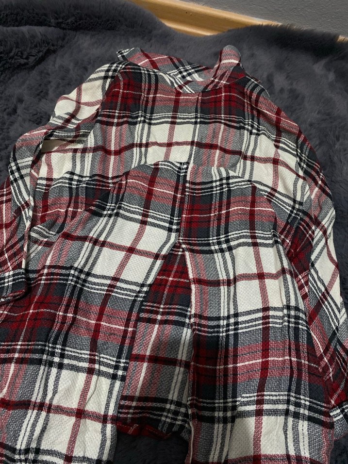 Bordo Gri Kareli Kadın Gömlek - Görsel 2