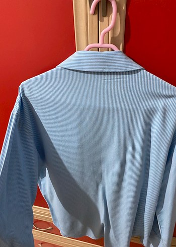 Mavi Pamuklu Kadın Gömlek - Görsel 2