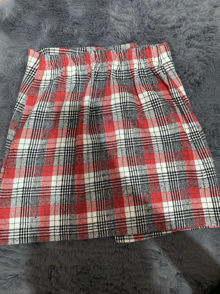 Kırmızı Gri Kareli Etek - Görsel 2