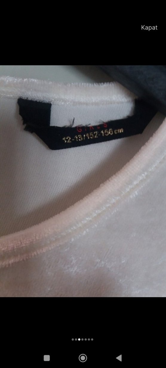 Uzun Kollu Simli Beyaz Kız Çocuk Elbise - Görsel 5