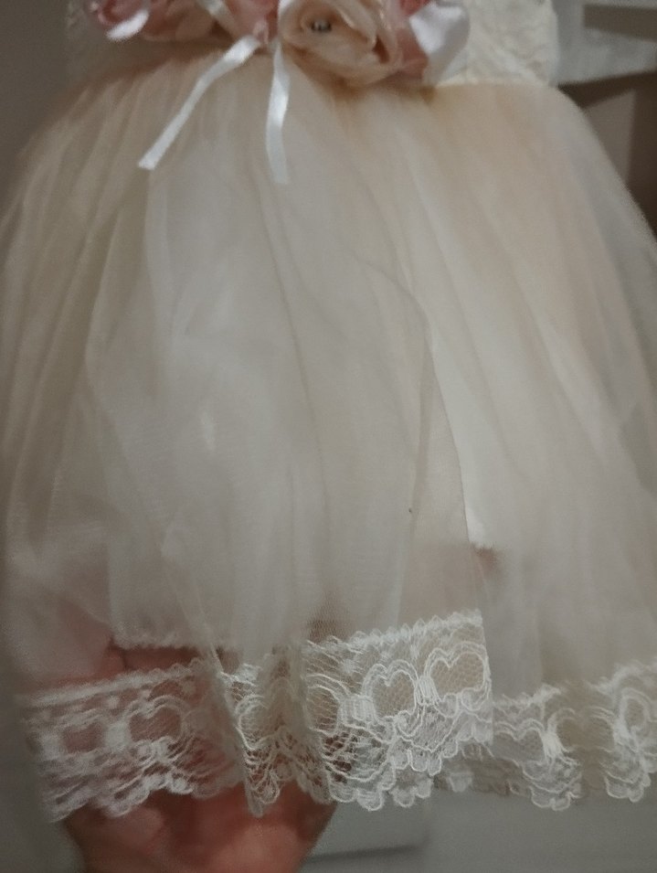 Dantel Detaylı Kız Çocuk Beyaz Elbise - Görsel 3