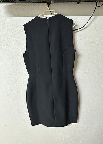 Siyah V Yakalı Kolsuz Midi Elbise - Görsel 2