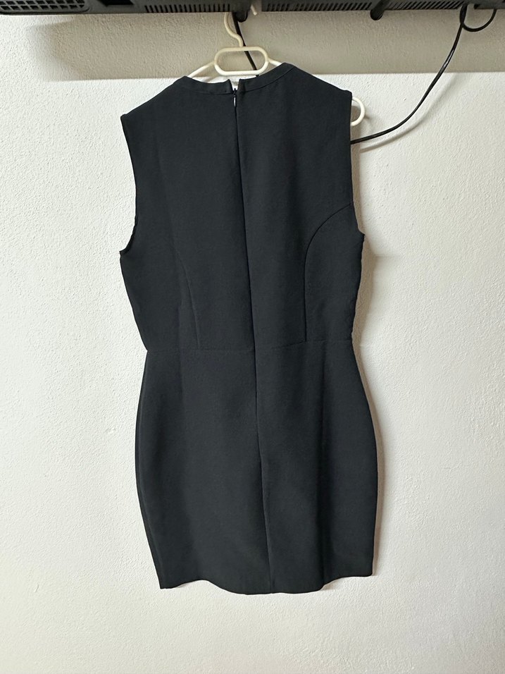 Siyah V Yakalı Kolsuz Midi Elbise - Görsel 2