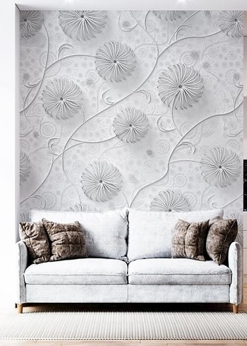 Kahverengi  gri beyaz mavi Modern  duvar kagidi - Görsel 9