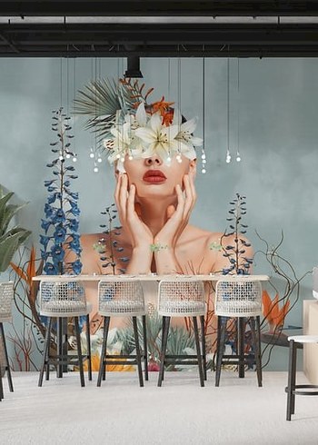 Kahverengi  gri beyaz mavi Modern  duvar kagidi - Görsel 11