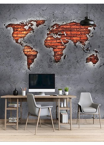 Kahverengi  gri beyaz mavi Modern  duvar kagidi - Görsel 10