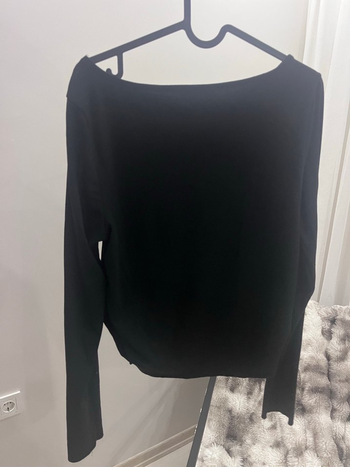 Kadın Siyah Uzun Kollu V Yaka Kazak - Görsel 2