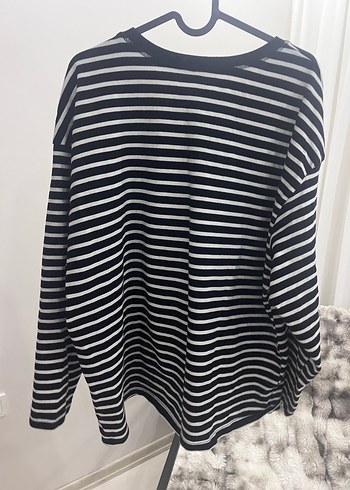 Çizgili Kadın Uzun Kollu tişört - Görsel 2