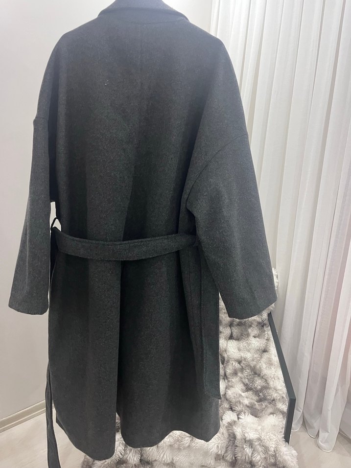 Antrasit Gri Kadın Kaban - Görsel 2