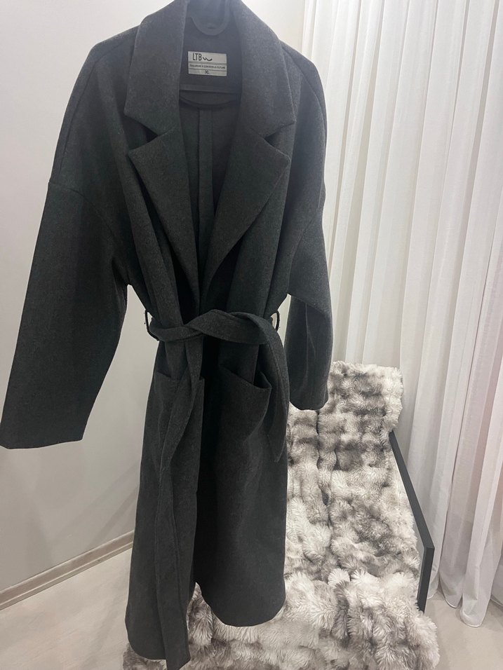 Antrasit Gri Kadın Kaban - Görsel 3