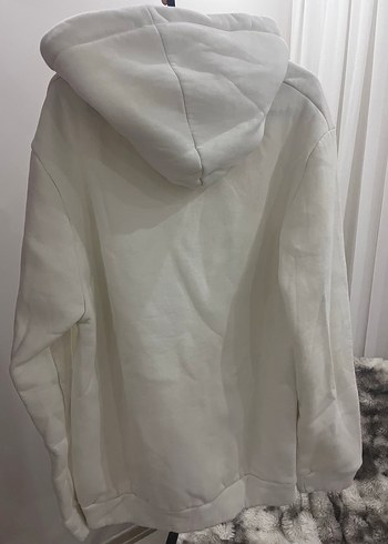 Kadın Beyaz Kapüşonlu Pamuk Sweatshirt - Görsel 2