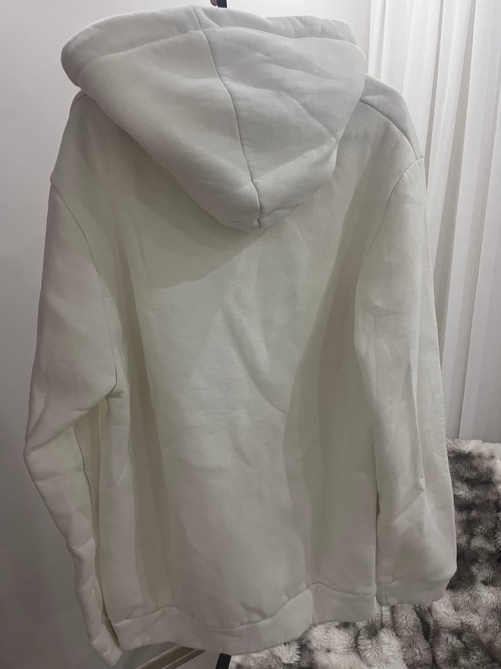 Kadın Beyaz Kapüşonlu Pamuk Sweatshirt - Görsel 2