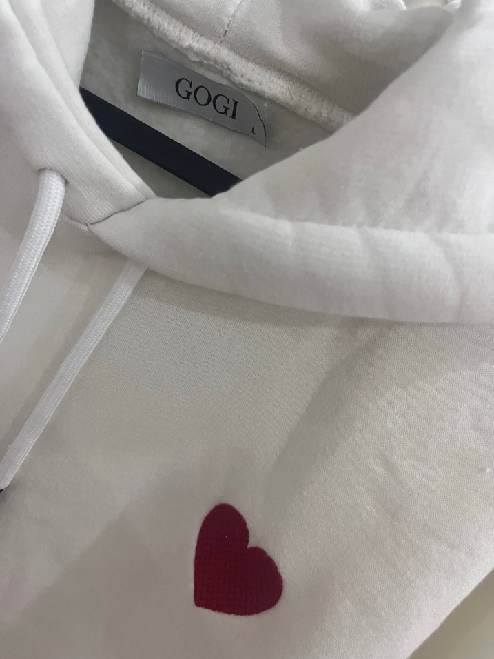 Kadın Beyaz Kapüşonlu Pamuk Sweatshirt - Görsel 3