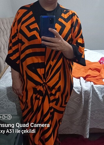 l Beden turuncu Renk Valewoman Abaya pantolunlu takim