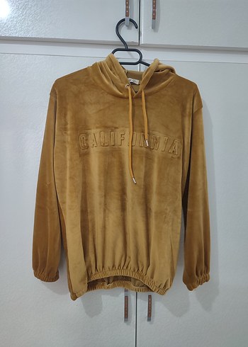 Sarı kadife sweatshirt